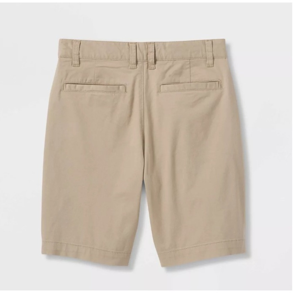 Boys' Regular Fit Flat Front Uniform Shorts Khaki‎ Size 7 - Picture 2 of 5